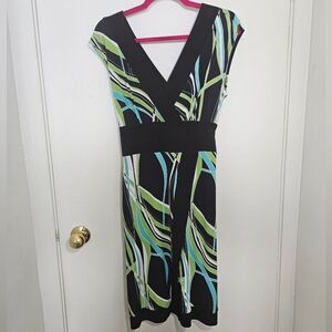 Vintage Black/green Frank Lyman dress. Made in Canada. Size 4.
